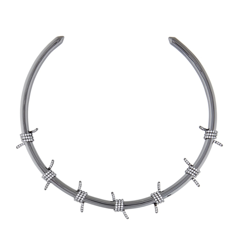 Fallon Pavé Barbed Wire Silver Choker